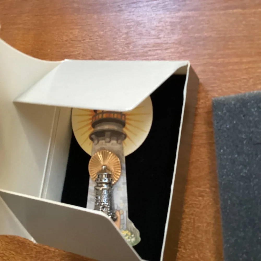 Vintage Avon Light House Gold/Silver Pewter Brooch Pin New In Box